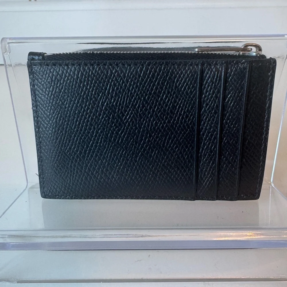 Celine Black Textured Leather Card Pouch